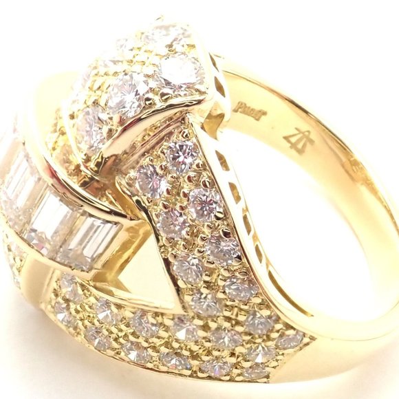 Rare! Authentic Piaget 18k Yellow Gold 3ct Diamond Cocktail Ring - Picture 5 of 9